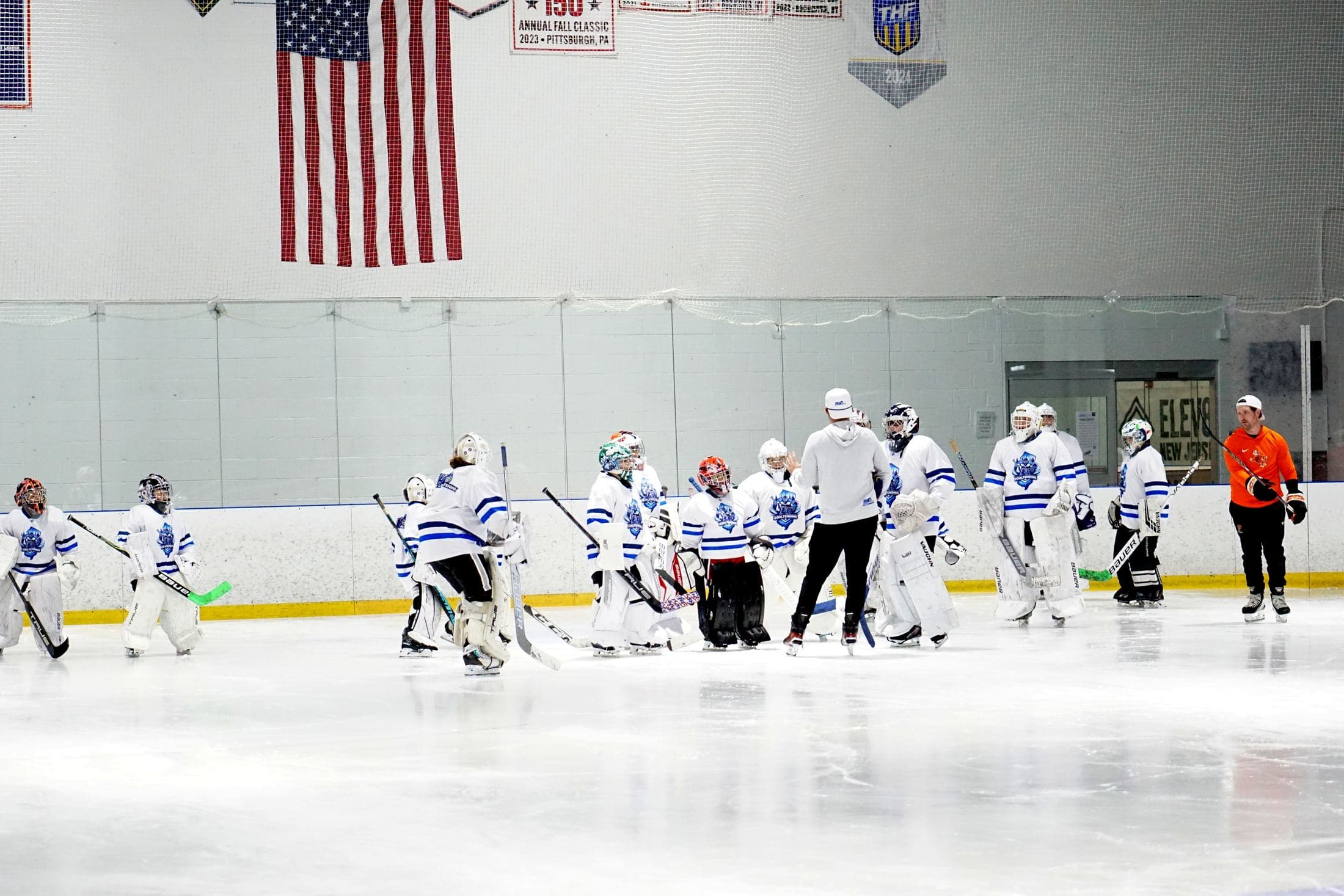 LH Goaltending summer camp on the ice at Bridgewater Sports Arena